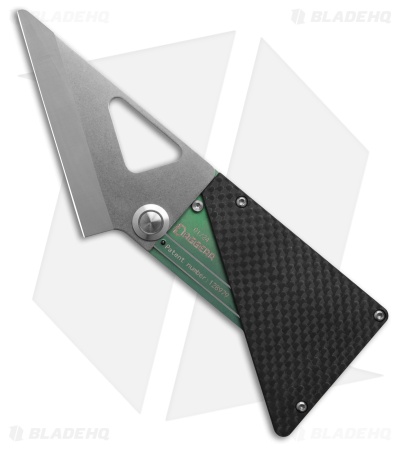 Daggerr Knives Card Knife Carbon Fiber/Green Titanium  (3.3" SW)