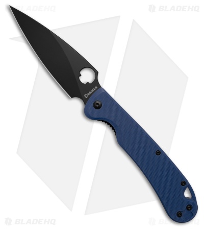 Daggerr Knives Zhalo Liner Lock Knife Blue G-10 (3.9" DLC D2)