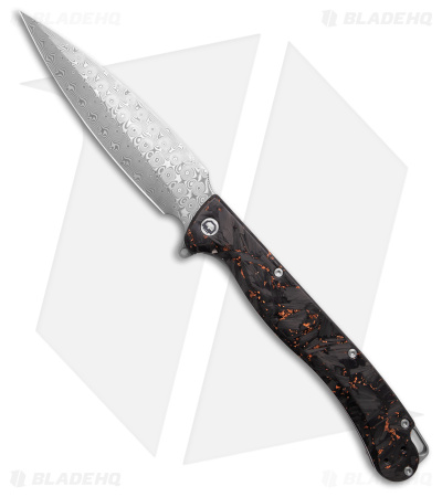 Daggerr Knives Vendetta 2.0 Frame Lock Knife Black/Gold CF (5