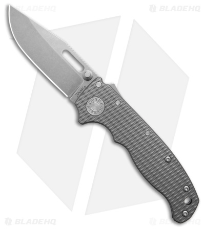 Demko AD20.5 Clip Point Shark-Lock Knife Textured Titanium (3" Stonewash 20CV)