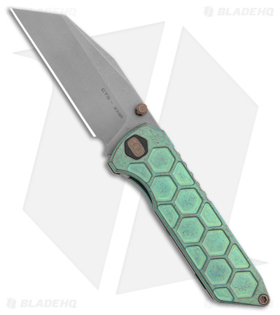 EOS Micro Surgeon Frame Lock Knife Antique Green Hex Ti (3.25" Stonewash XHP)
