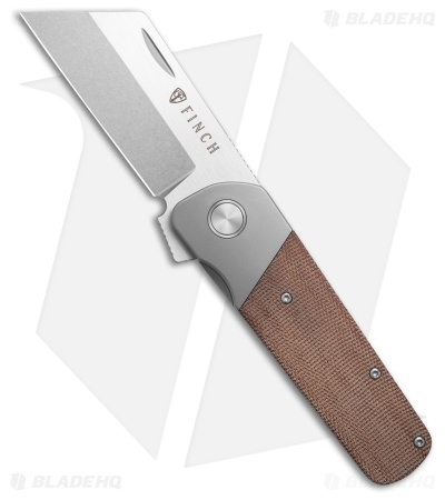 Finch Knife Co. Runtly XL "Tobacco" Natural Canvas Micarta (3" Stonewash)