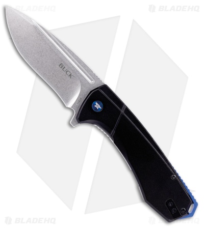 Buck 713 Ruckus Frame Lock Knife Black Al + Blue Hardware (3.5" SW) 0713BLS
