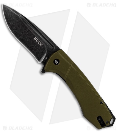 Buck 713 Ruckus Frame Lock Knife Green Al + Black Hardware (3.5" Black SW)