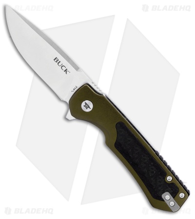 Buck Stinger Frame Lock Knife Green Aluminum + Carbon Fiber (3" Satin D2)