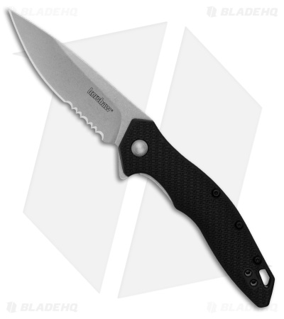 Kershaw Shoreline Assisted Liner Lock Knife Black GFN (3" SW Serr) 1845ST