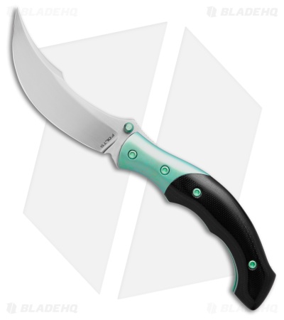 Alan Folts Rite Liner Lock Knife Black G-10 + Turquoise Titanium (3" Satin)