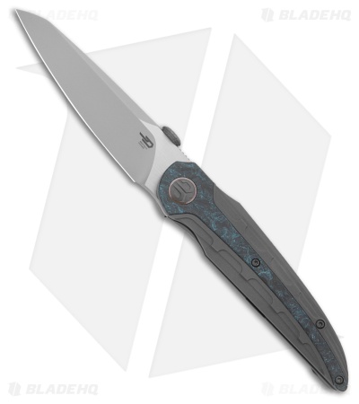 Bestech Knives Prydwen MagnaCut Frame Lock Knife Ti/Blue Marble CF (3.6" BB)