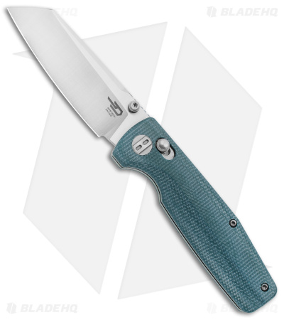 Bestech Knives Slasher Bar Lock Knife Blue Micarta (3" Stonewash D2) BG43C-1