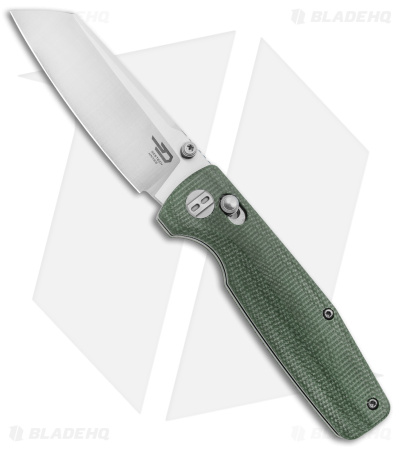 Bestech Knives Slasher Bar Lock Knife Green Micarta (3" Stonewash D2) BG43B-1