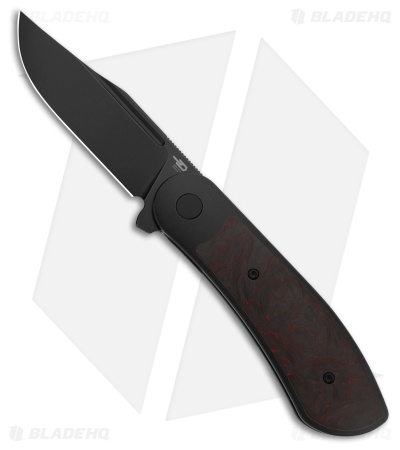 Bestech Knives Vestige Frame Lock Knife Black SW Ti + Red CF (3.5" Black SW)