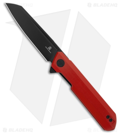 Bestechman Dundee Sheepsfoot Liner Lock Knife Red G-10 (3.5" Black PVD)