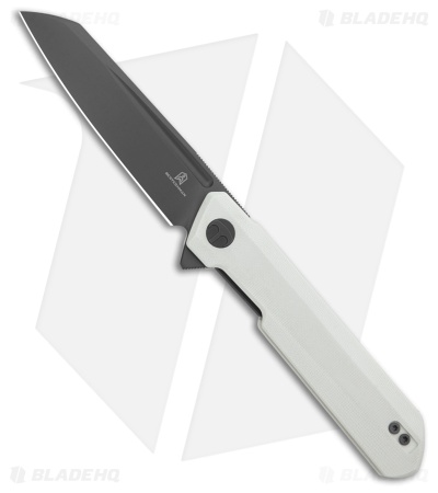 Bestechman Dundee Sheepsfoot Liner Lock Knife White G-10 (3.5" Gray PVD)