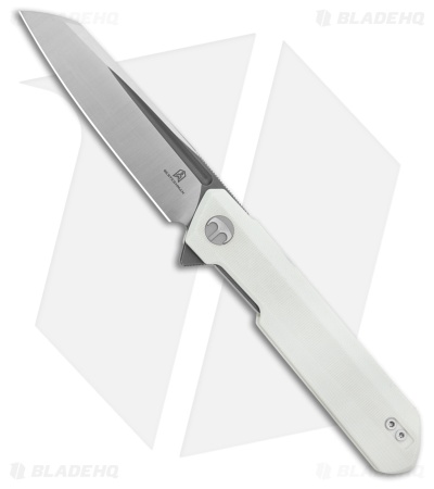 Bestechman Dundee Sheepsfoot Liner Lock Knife White G-10 (3.5" Gray PVD/Satin)