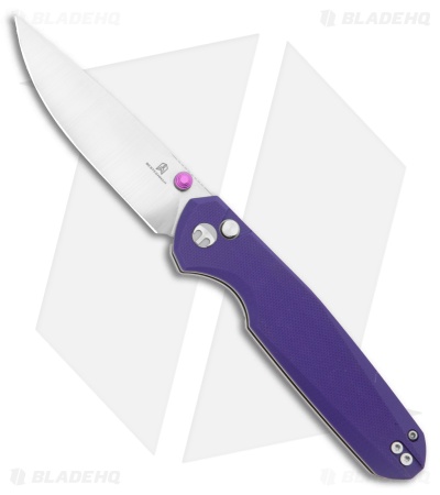 Bestechman Velix Button Lock Knife Purple G-10 (3.3" Satin/SW) BMK07C
