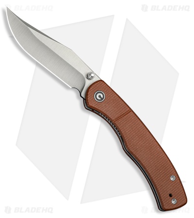 CIVIVI Clingman Liner Lock Knife Brown Canvas Micarta (3" Satin Nitro-V)