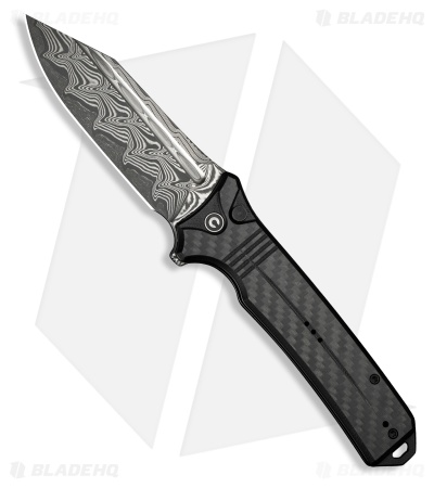CIVIVI Neurohaptic Button Lock Knife Black G-10 + CF Overlay (3.7" Damascus)