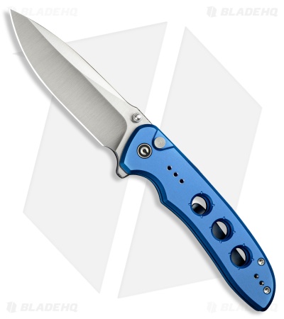 CIVIVI Hyperpulse Button Lock Knife Blue Aluminum (3.5" Satin)