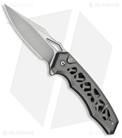 CIVIVI Anaaki Button Lock Knife Skeletonized Gray Aluminum (3" Satin)