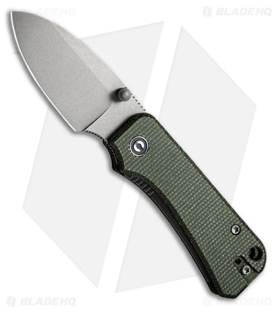 CIVIVI Baby Banter 2 Crossbar Lock Knife Green Canvas Micarta (2.3" Gray SW)
