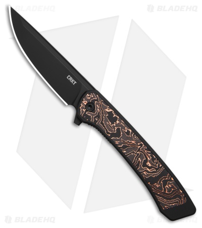 CRKT Q Compact Liner Lock Knife Aluminum w/ Copper CF Inlay (2.9" DLC)