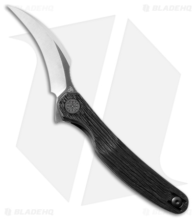 Cavol Mantis Linerlock Knife Black Grooved Titanium (2.5" Satin)