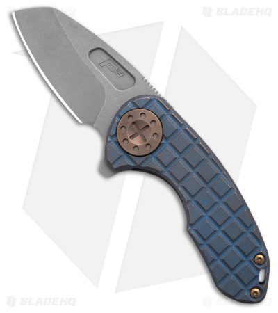 Curtiss Custom Knives F3 Compact Sheepsfoot Knife Blue Frag Ti (2.4