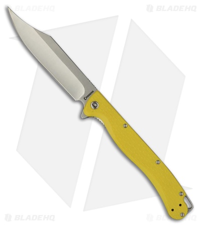 Daggerr Knives Toothpick Liner Lock Knife Yellow FRN (4.9" Stonewash)