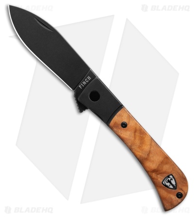Finch Knife Co. Pipeline Frame Lock Knife Olivewood (2.75" Black Stonewash)