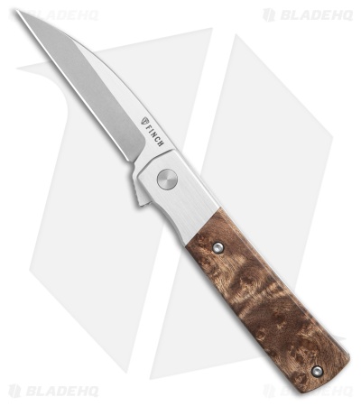 Finch Knife Co. Widowmaker Frame Lock Knife Burl Wood (2.9" Satin/SW)