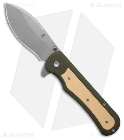 Gerber Confidant Assisted Opening Knife OD Green G-10 / Bamboo (3.2" SW)