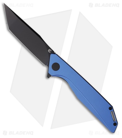 Glow Rhino Szilard Frame Lock Knife Blue Aluminum (3.5" Black PVD)