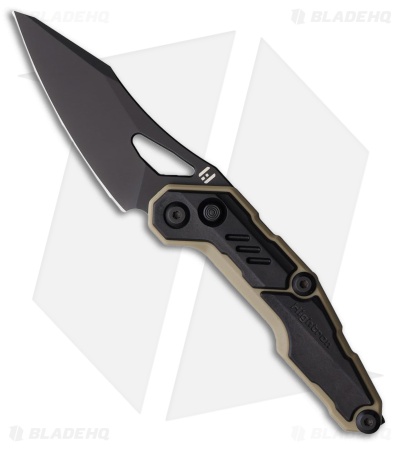 HIGHTRON Spectron Button Lock Knife Black Nylon Fiber (3" Black PVD)