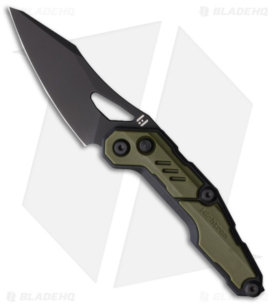 HIGHTRON Spectron Button Lock Knife OD Green Nylon Fiber (3