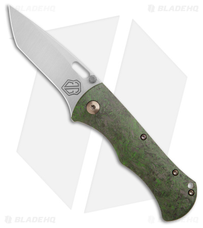 John Gray Custom Rostrum Tanto Frame Lock Knife Bronze Ti/Green CF (3.3
