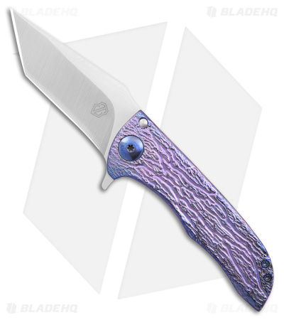 John Gray Custom Splitter Frame Lock Knife Lightning Ti- Blurple (3.5