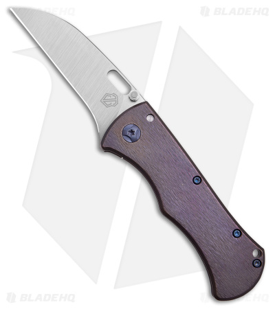 John Gray Custom Wharncliffe Frame Lock Knife Ti- Purple / Bronze (3.4
