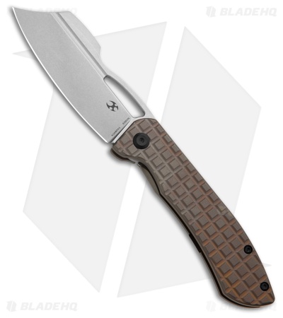 Kansept Knives Cybin Frame Lock Knife Bronze Frag Pattern Ti (3.3" SW S35VN)