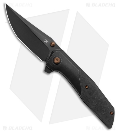 Kansept Knives Deadite Frame Lock Knife Blackwash Ti + Shred CF (3.5" Black SW)