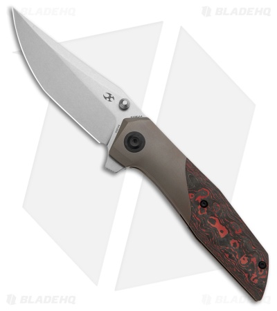 Kansept Knives Deadite Frame Lock Knife Bronze Ti + Lava Flow CF (3.5" SW)