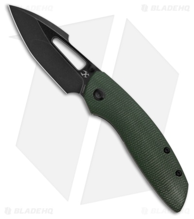 Kansept Knives Link Frame Lock Knife Green Micarta/Titanium (3" Black Stonewash)