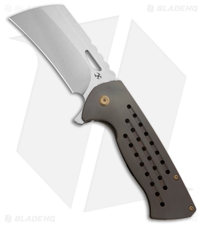 Kansept Knives Leviathan Frame Lock Knife Bronze Ti w/Holes (3.9" SW S35VN)