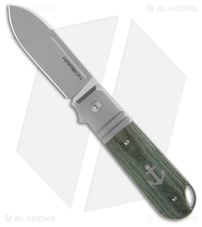 Karbon Knives Ahoy Frame Lock Knife Titanium/Green Micarta (3.1" Satin)