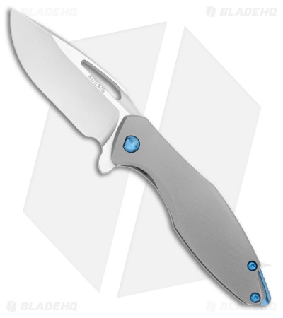 Koenig Arius Frame Lock Knife BB/Patterned Ti Blue Hardware (3.5" Bead Blast)