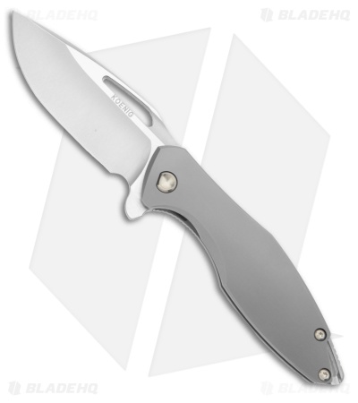 Koenig Arius Frame Lock Knife Bead Blast Titanium (3.5" Bead Blast M390)