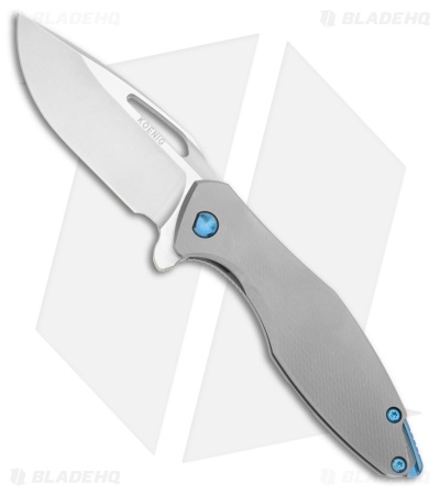 Koenig Arius Frame Lock Knife Corda Pattern Titanium Blue Hardware (3.5" BB)
