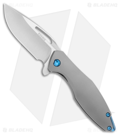Koenig Arius Frame Lock Knife Titanium + Blue Hardware (3.5" Bead Blast M390)