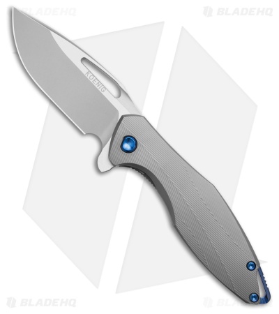 Koenig Mini Arius Flipper Frame Lock Knife Textured Ti Blue Hardware (3" BB)