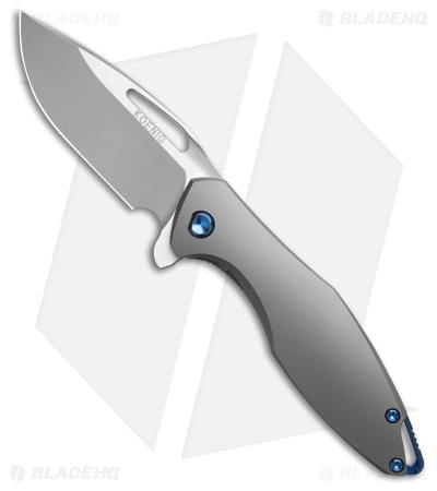 Koenig Mini Arius Frame Lock Knife Titanium Blue Hardware (3" BB)