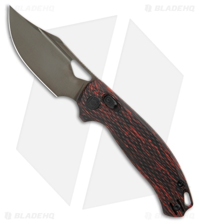 Kunwu DJANGO Clip Point XT Lock Knife Black/Red G-10 (3.2" Black ELMAX) X707A-1
